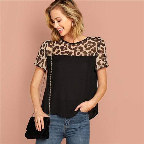 Black Leopard Blouse