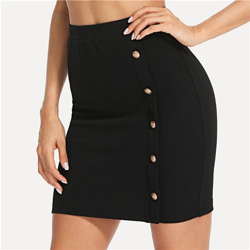 Gold Button Skirt