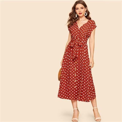 Belted Shirt Button Dress