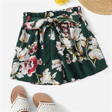 Self Tie Floral Print Shorts