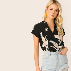 Flamingo V-Cut Blouse