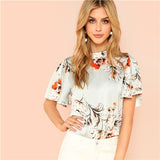 Keyhole Back Floral Blouse