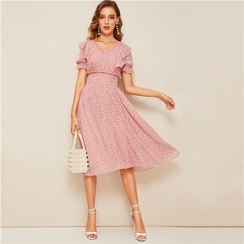 "The 80's" Pink Ruffle Dress