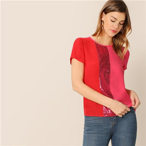 Spliced Cut-And-Sew Blouse